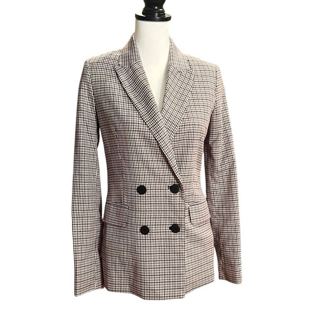 Bershka Houndstooth Double Breasted Blazer Suit Lilac & Black Size XS